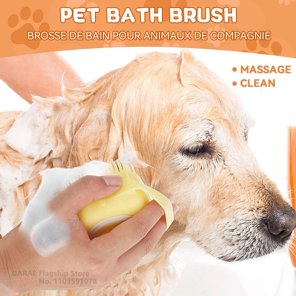 Soft Silicone Dog Bath Brush & Massage Grooming Scrubber