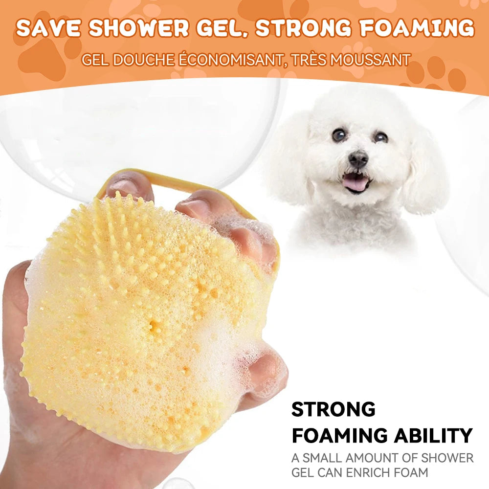 Soft Silicone Dog Bath Brush & Massage Grooming Scrubber