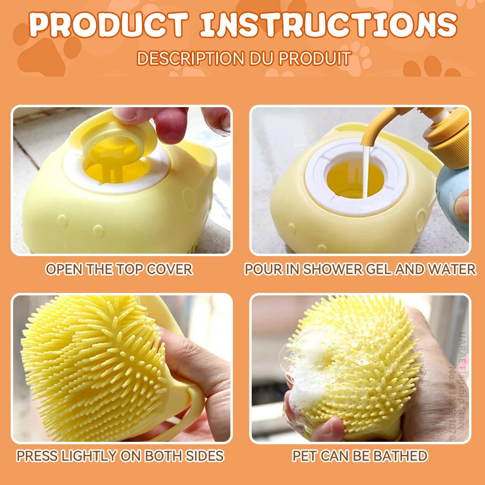 Soft Silicone Dog Bath Brush & Massage Grooming Scrubber