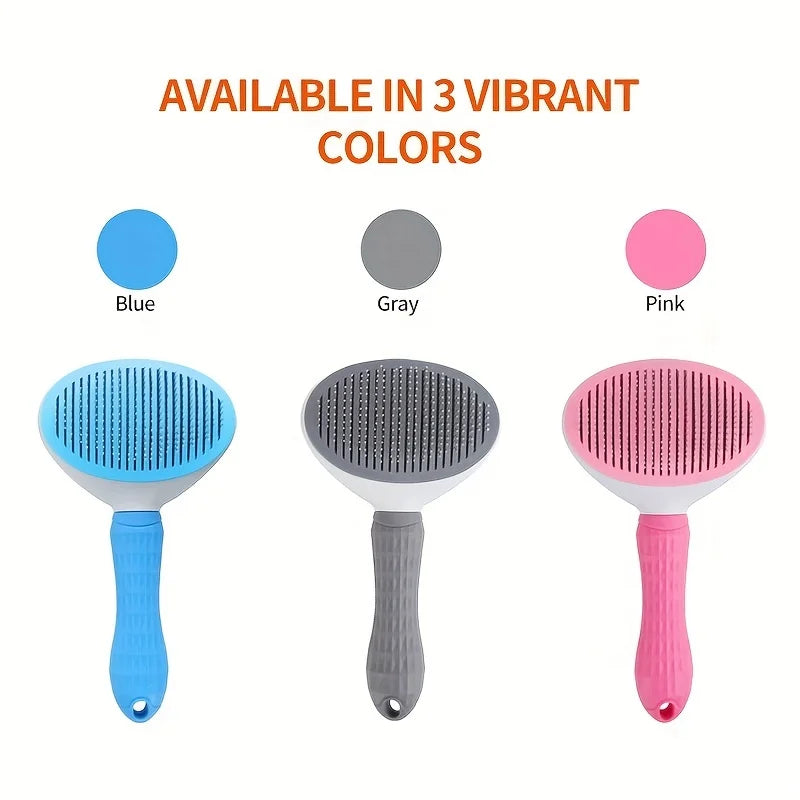 One-Click Self-Cleaning Pet Slicker Brush for Dogs & Cats