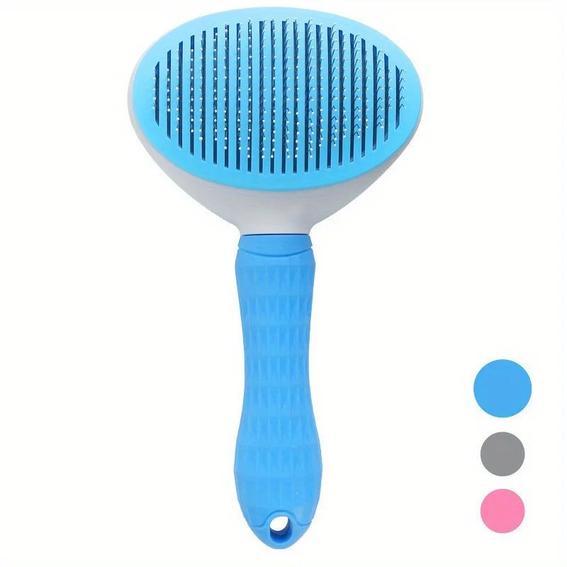 One-Click Self-Cleaning Pet Slicker Brush for Dogs & Cats