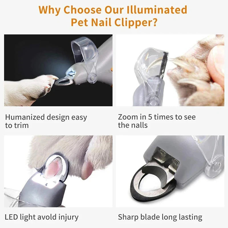 Professional Pet Nail Clipper with LED Light for Dogs & Cats
