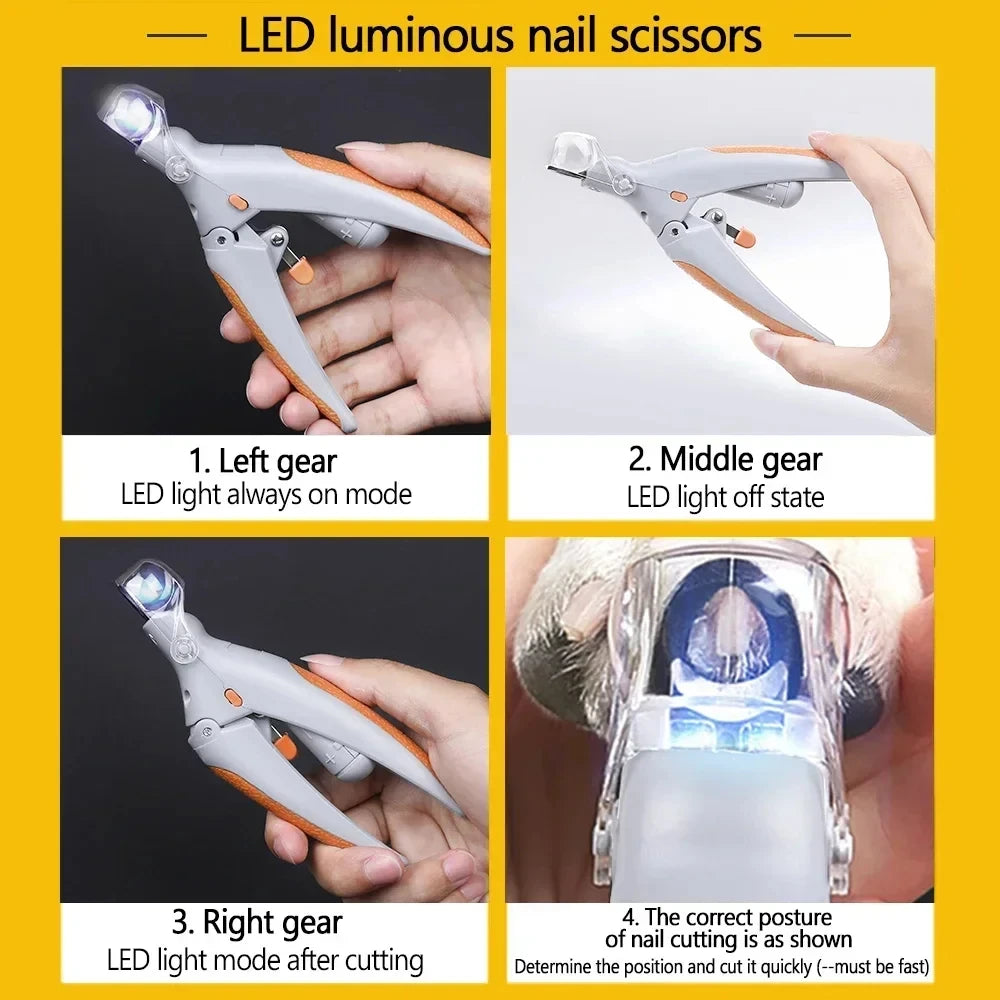 Professional Pet Nail Clipper with LED Light for Dogs & Cats