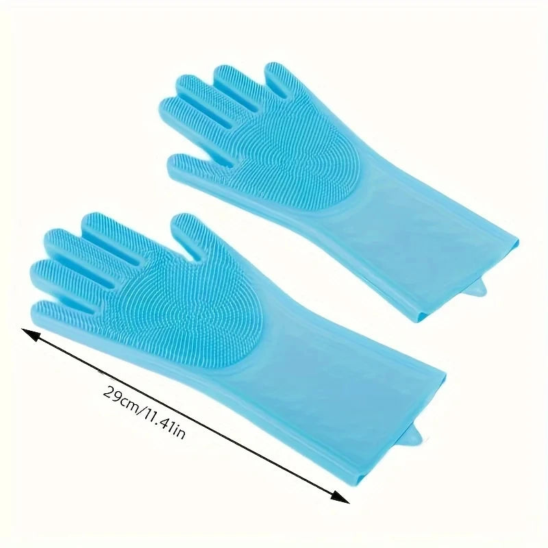 Magic Silicone Pet Bath & Grooming Gloves with Built-in Scrubbers