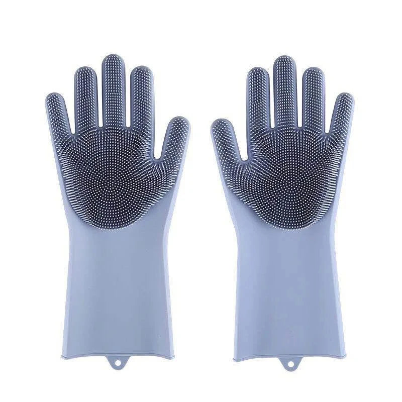 Magic Silicone Pet Bath & Grooming Gloves with Built-in Scrubbers