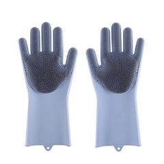 Magic Silicone Pet Bath & Grooming Gloves with Built-in Scrubbers