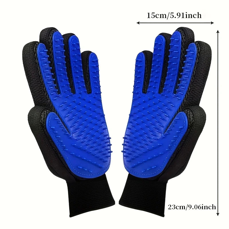 2-Piece Pet Hair Remover & Massage Gloves for Dogs & Cats