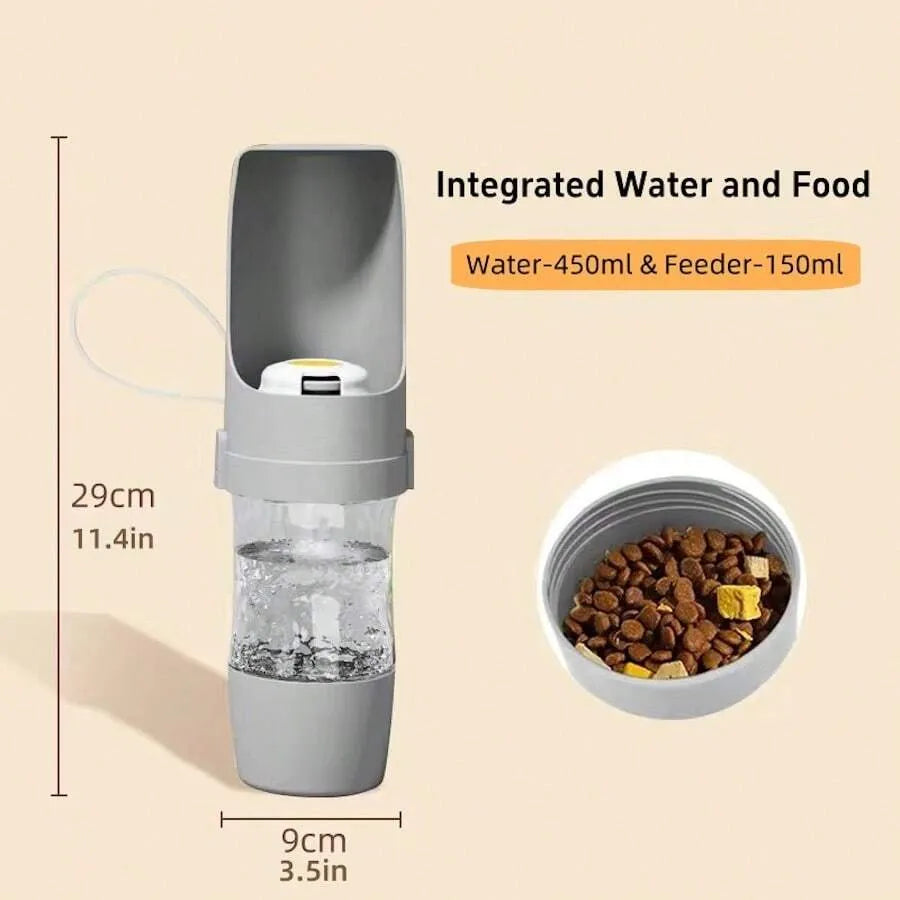 2-in-1 Portable Pet Water & Food Bottle for Dogs & Cats