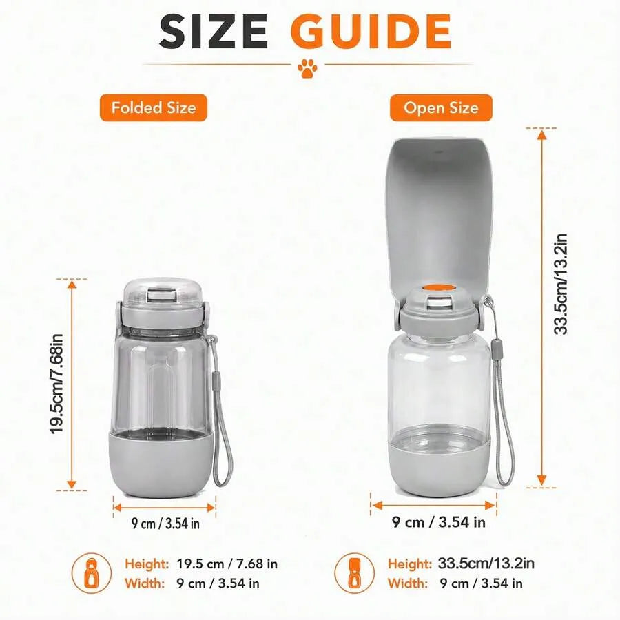 2-in-1 Portable Pet Water & Food Bottle for Dogs & Cats