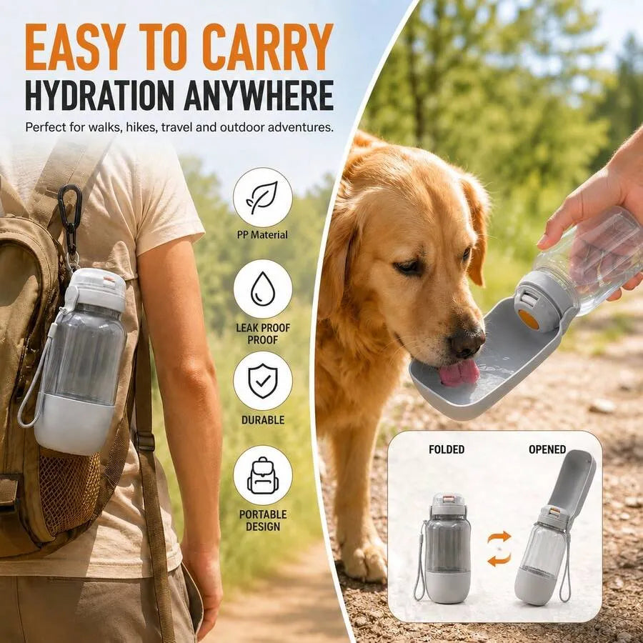 2-in-1 Portable Pet Water & Food Bottle for Dogs & Cats