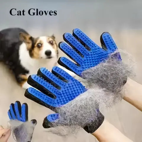 2-Piece Pet Hair Remover & Massage Gloves for Dogs & Cats